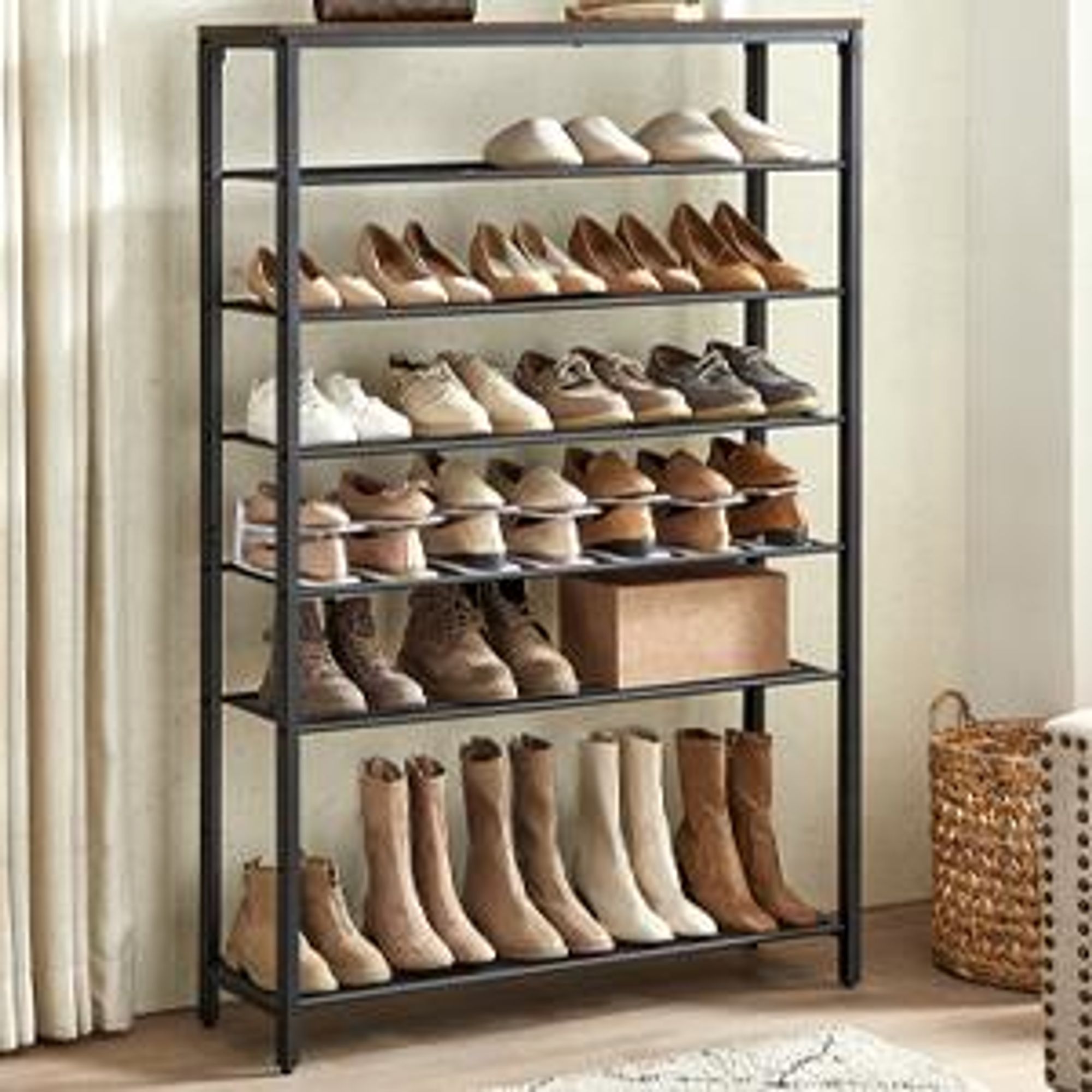 VASAGLE Schuhregal 8 Ebenen Schuhschrank Schuhablage für 32-40 Paar Schuhe