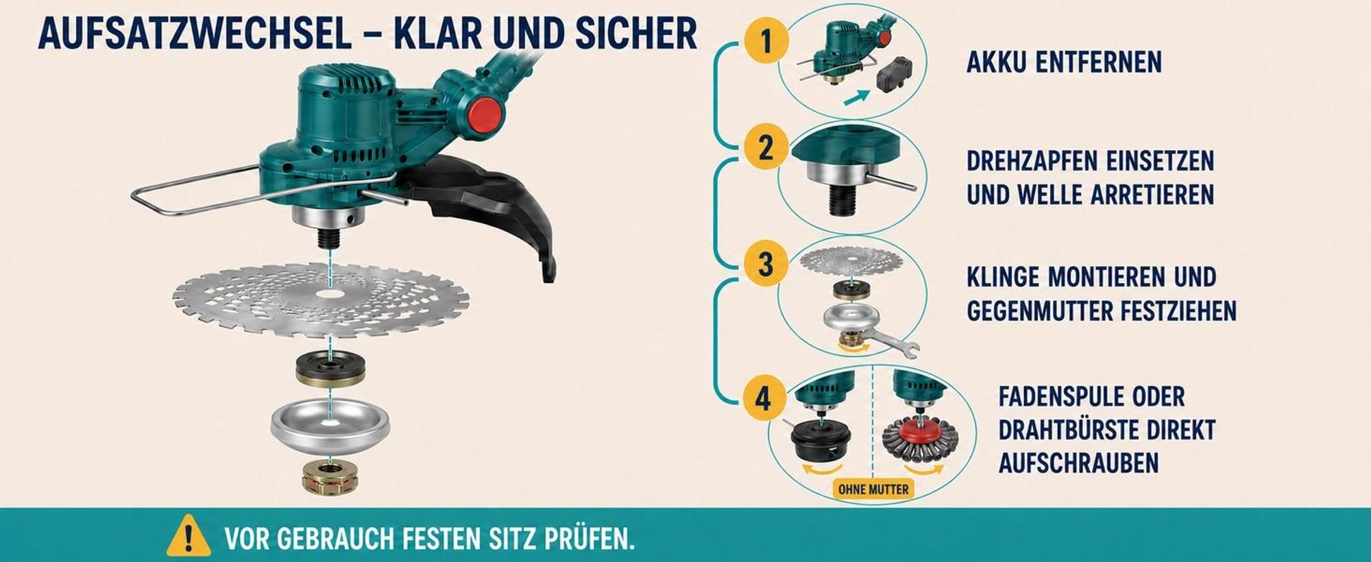 750W Akku Rasentrimmer mit 2× 4000mAh Akku 21V, Bürstenloser Motor Rasentrimmer mit Unkrautbürste, Freischneider mit Akkus & Ladegerät