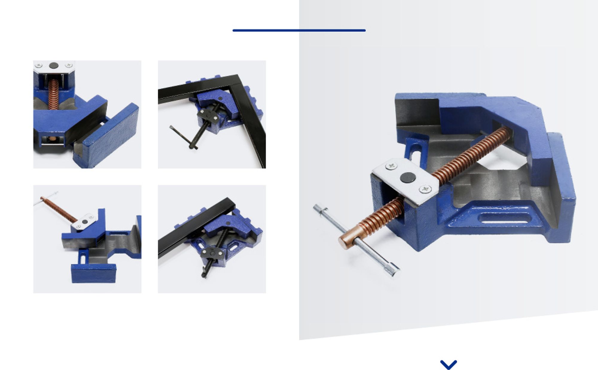 Wiltec Winkelschraubstock 90° mit 100 mm Backenbreite 60 mm Spanntiefe, Winkelzwinge aus Gusseisen, Schraubstock, Gehrungszwinge