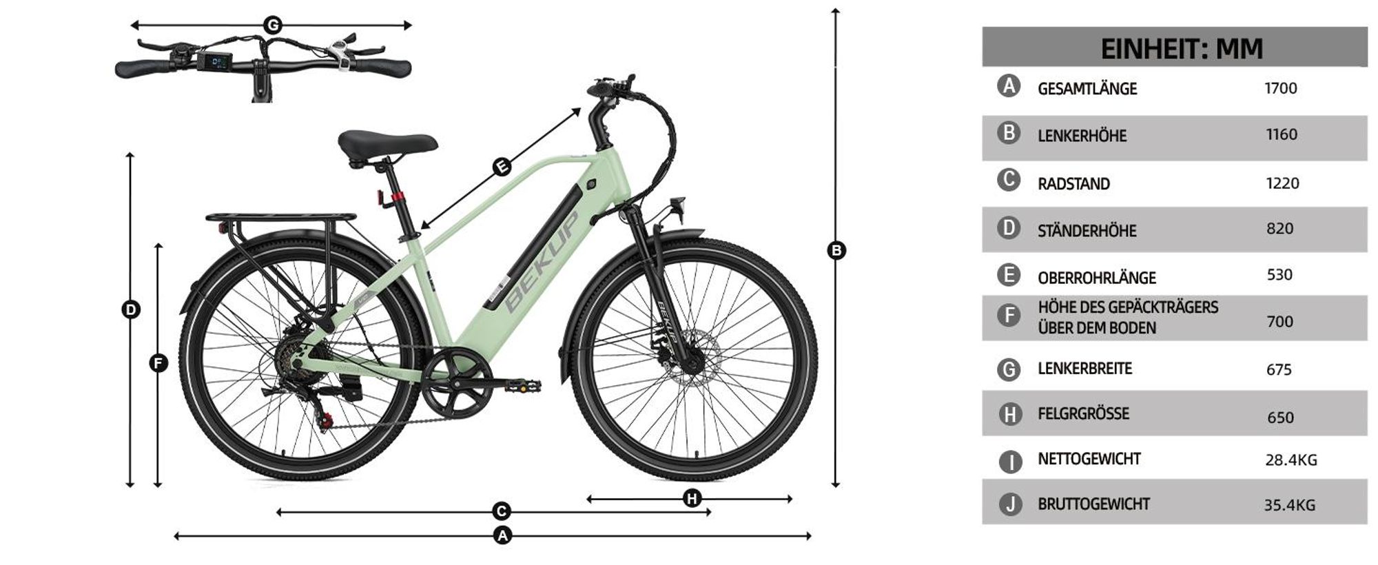 E-Bike V2 26 Zoll Trekkingrad, 522 Wh Akku, 45 Nm,  7 Gang Shimano Shimano, Kettenschaltung, Heckmotor, 522 Wh, für Arbeitsweg und Wochenendtouren