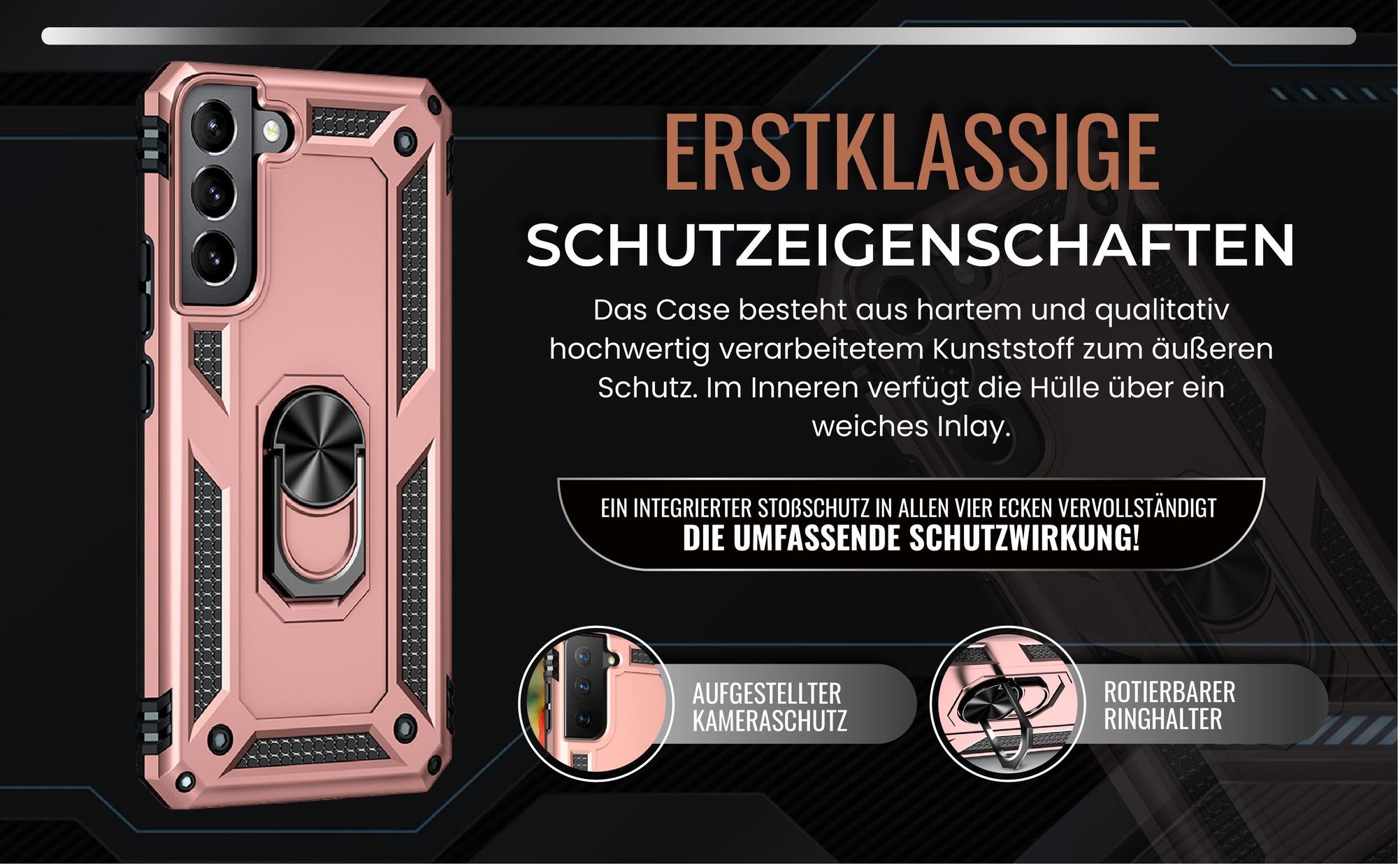 Handycase in Rosegold für Samsung Galaxy S22 mit Kameraschutz