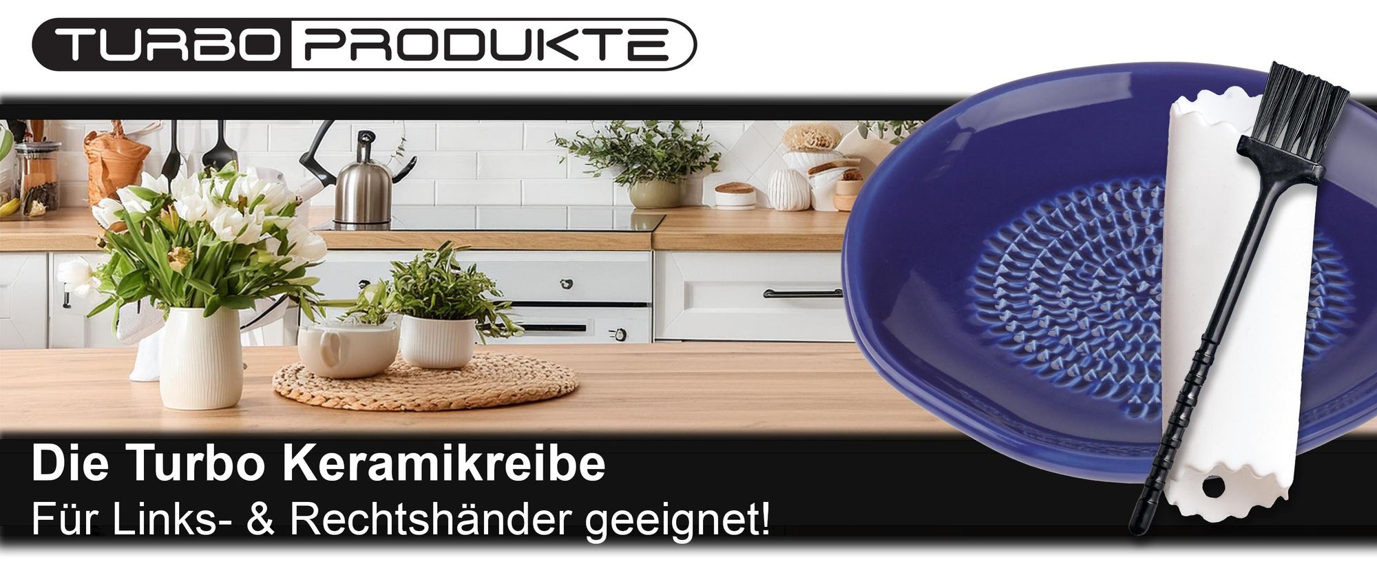 TURBO PRODUKTE Keramikreibe Set – inkl. Knoblauchschäler & Pinsel, spülmaschinenfest