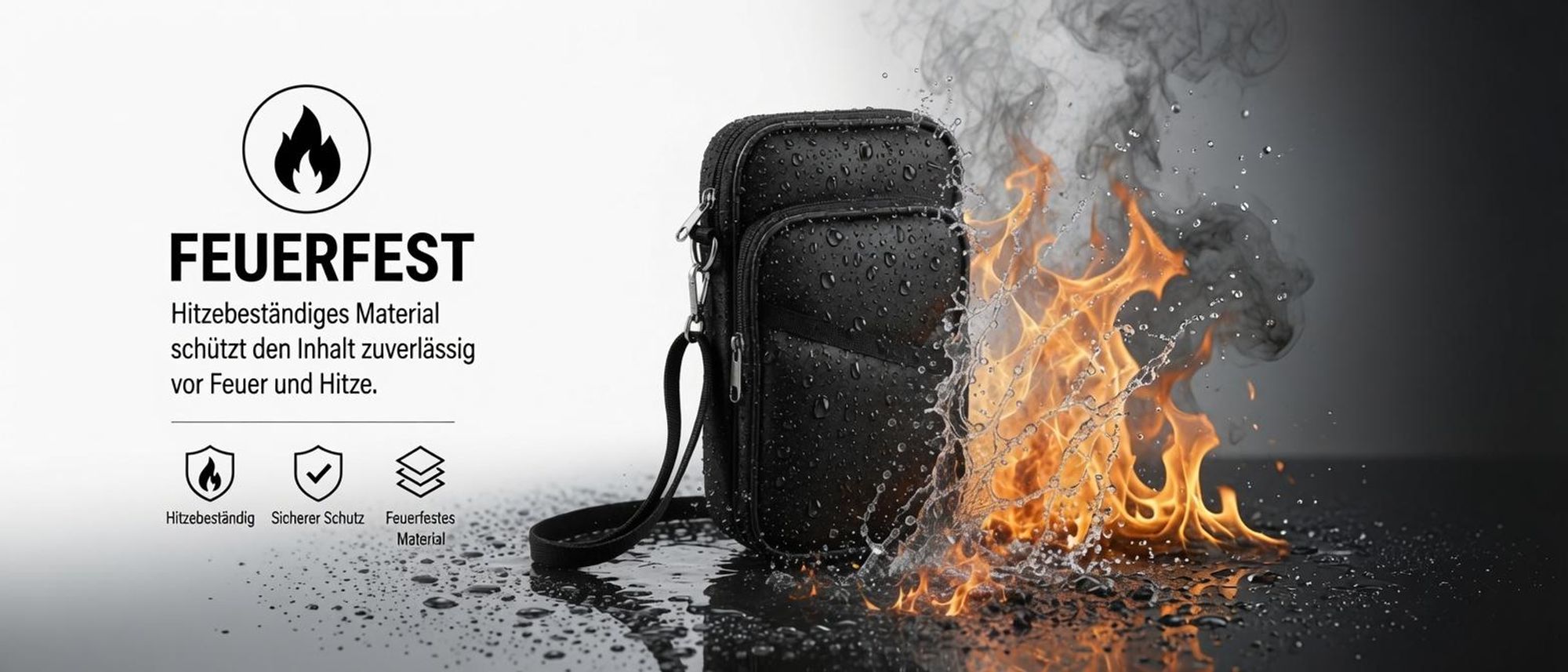 Feuerfeste Schutztasche mit hitzebeständigem Material, Schutz vor Feuer und Hitze
