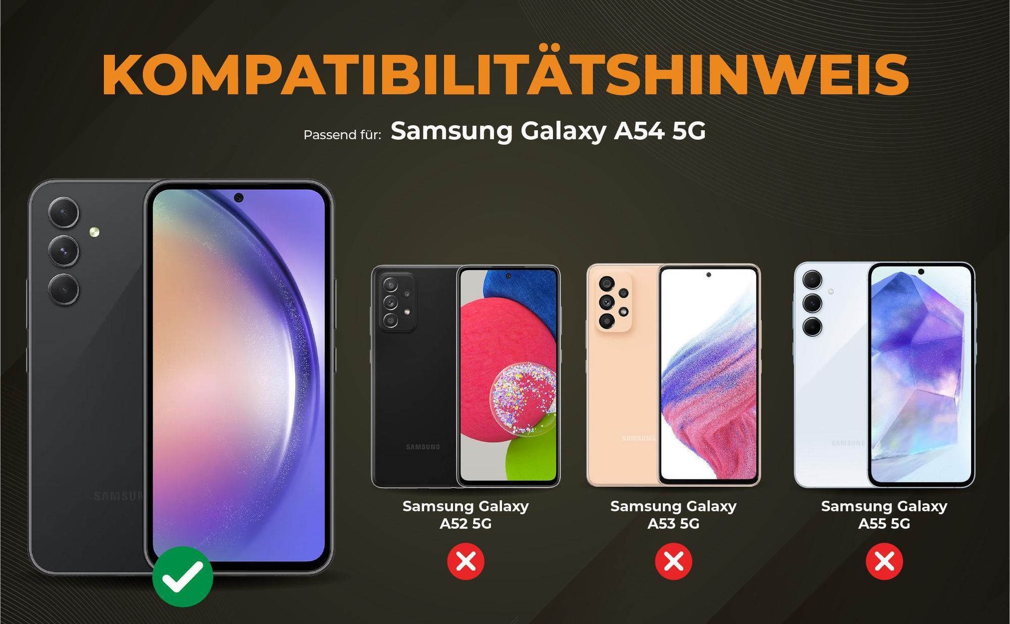 Kompatibilitätshinweise Hülle für Samsung Galaxy A54 5G