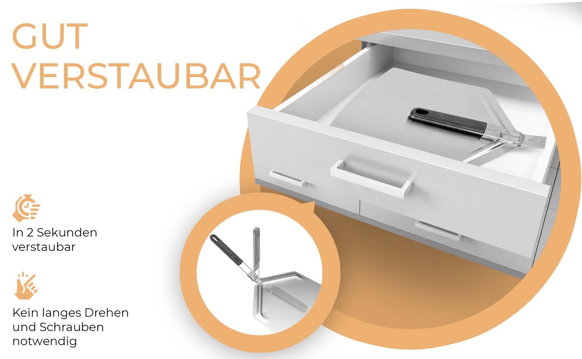 Pizzaschieber Edelstahl - Extra große Schaufel (33 x 38 cm) - Premium Pizzaschaufel mit extrem stabiler Form und praktisch faltbarem Griff - Pizzahebe