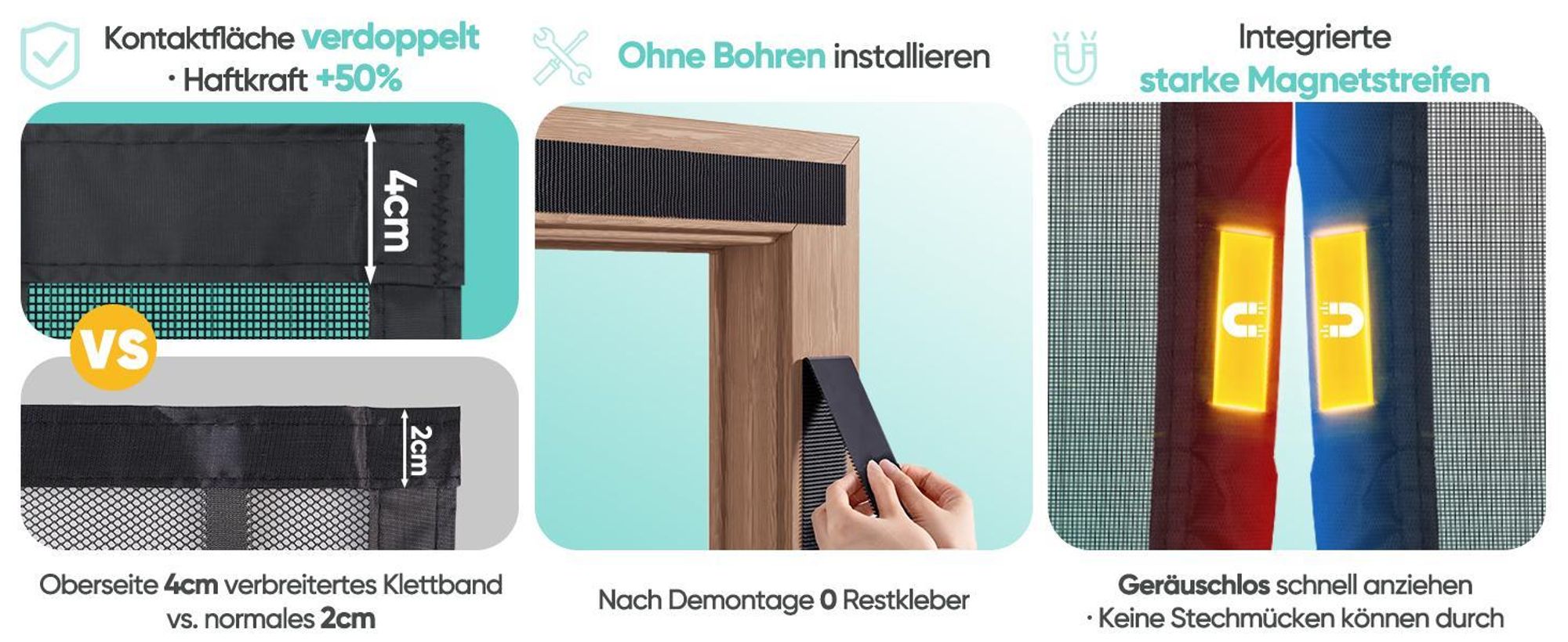Sekey Insektenschutz Magnetisches Fliegengitter für Balkon ohne Bohren Mückenschutz Tür, Fliegenvorhang mit Magnetverschluss für Balkontür 70x210 cm