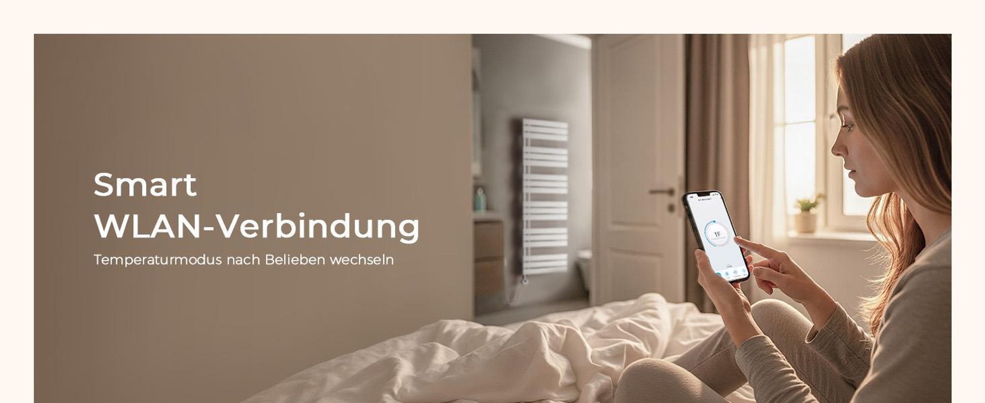 S'AFIELINA Handtuchheizkörper Elektrisch 1599×600mm, Badheizkörper Elektrisch mit Thermostat, WiFi, programmierbarem Timer, LCD-Anzeige, 1000 W, Weiß