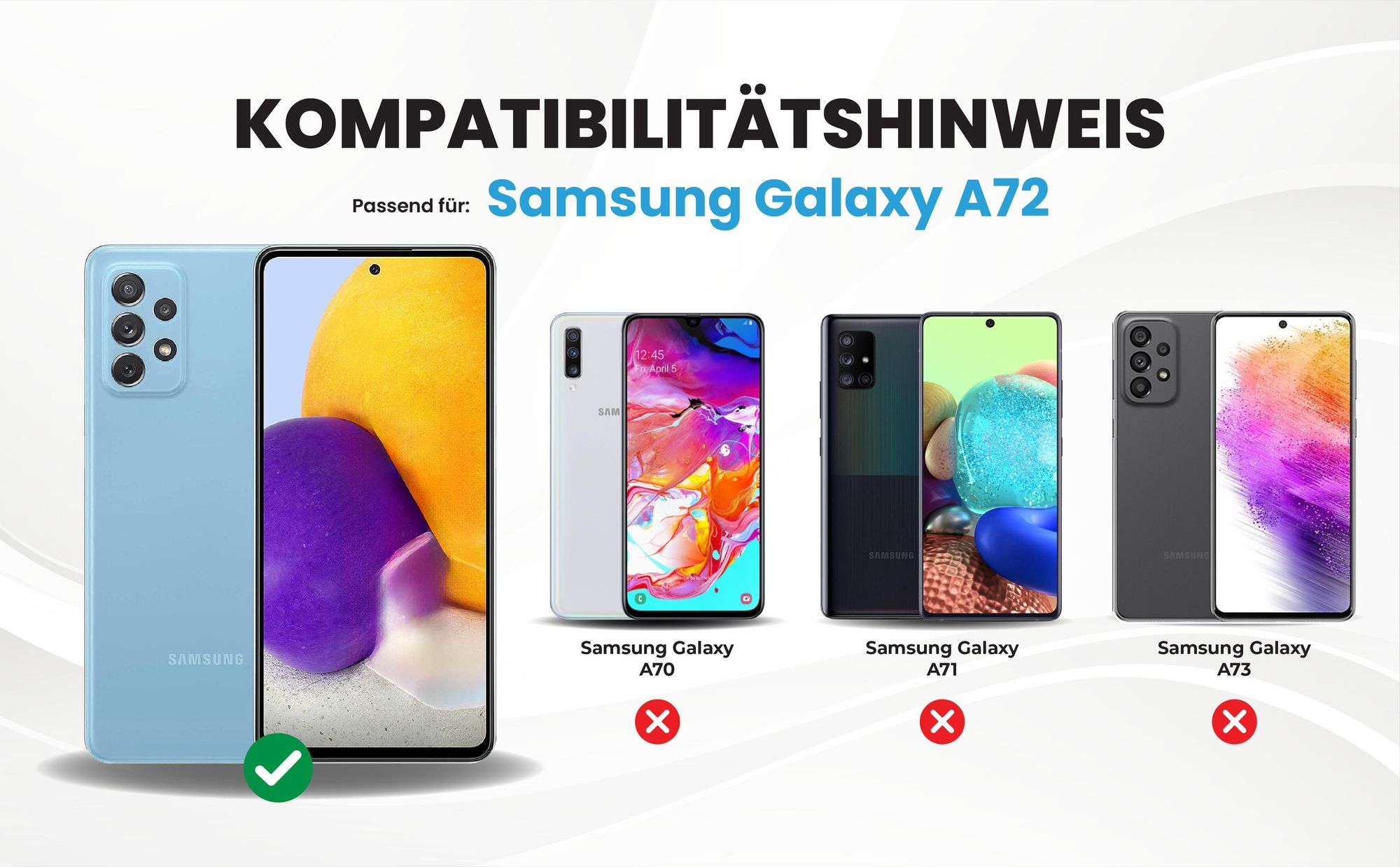 Kompatibilitätshinweise Hülle für Samsung Galaxy A72