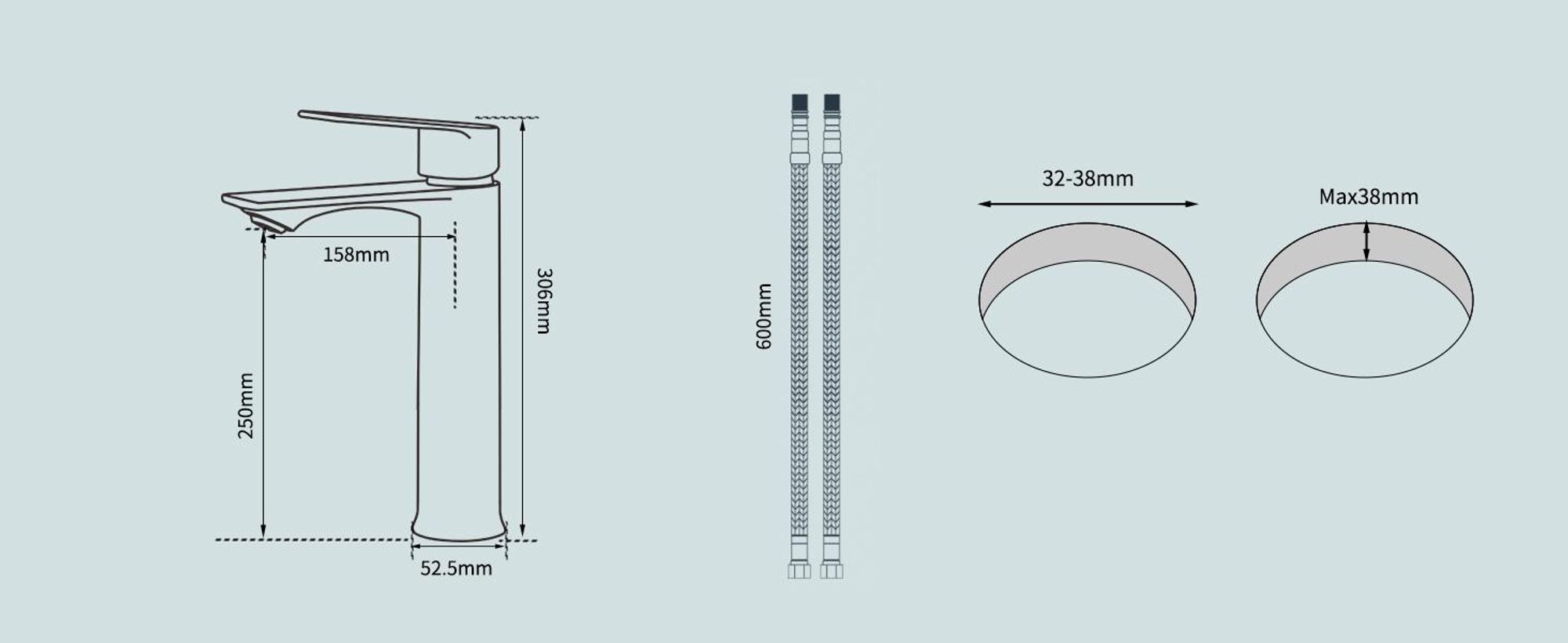 Homelody Wasserhahn Bad mit Universal Ablaufgarnitur Armatur Mischbatterie Waschbeckenarmatur mit Weiß Pop-Up Ventil Messing Überlauf Abflussgarnitur