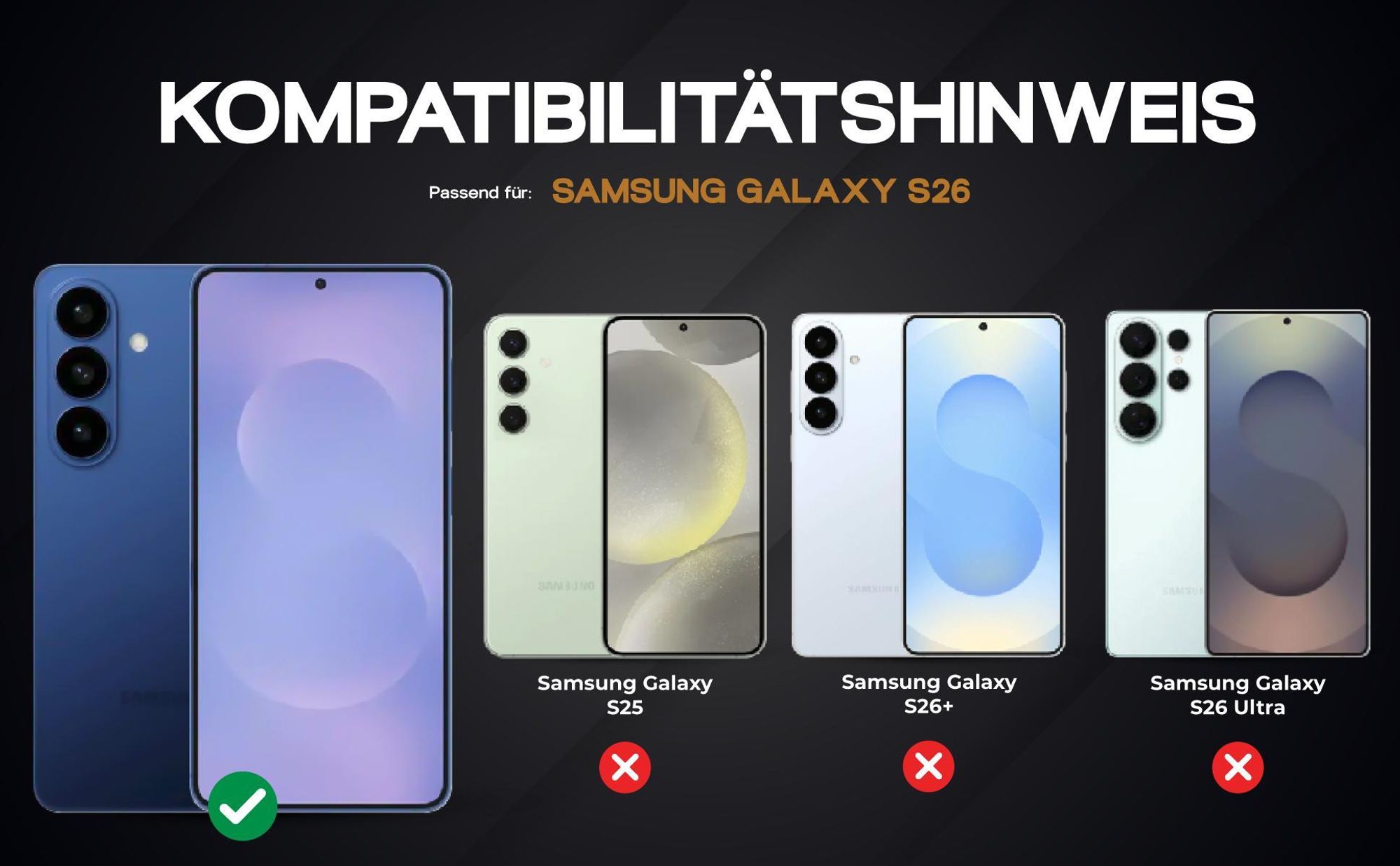 Kompatibilitätshinweise Hülle für Samsung Galaxy S26