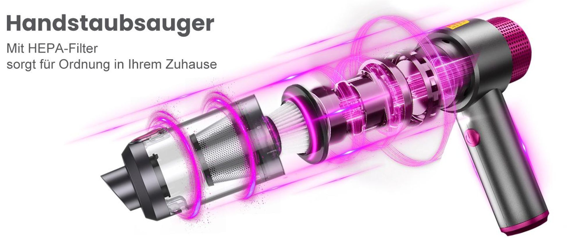 Handstaubsauger, Auto Staubsauger, 8000Pa Stark Autostaubsauger, Kabellos Handsauger, 2-In-1 Staubsauger & Gebläse, für Tierhaare, Auto, Haus