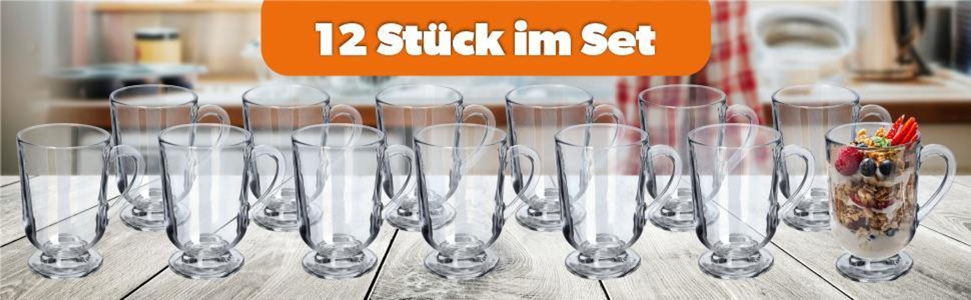 KADAX Kaffeegläser Set, 300ml, Teegläser aus Glas, Glühweingläser, Trinkgläser für Tee, Kaffee, Iris