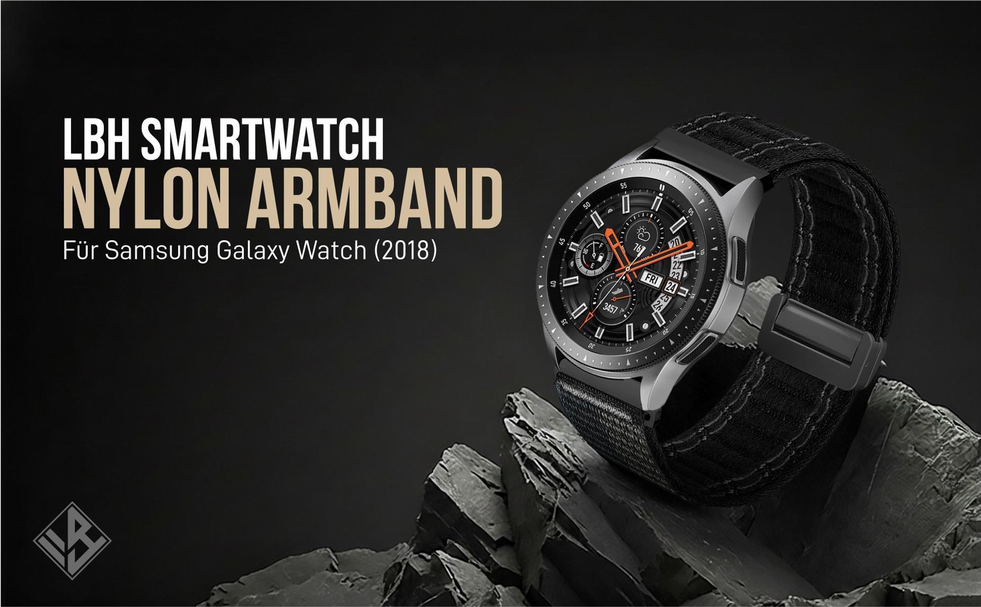 Schwarzes Armband für Samsung Galaxy Watch (2018) 46mm mit Magnetverschluss