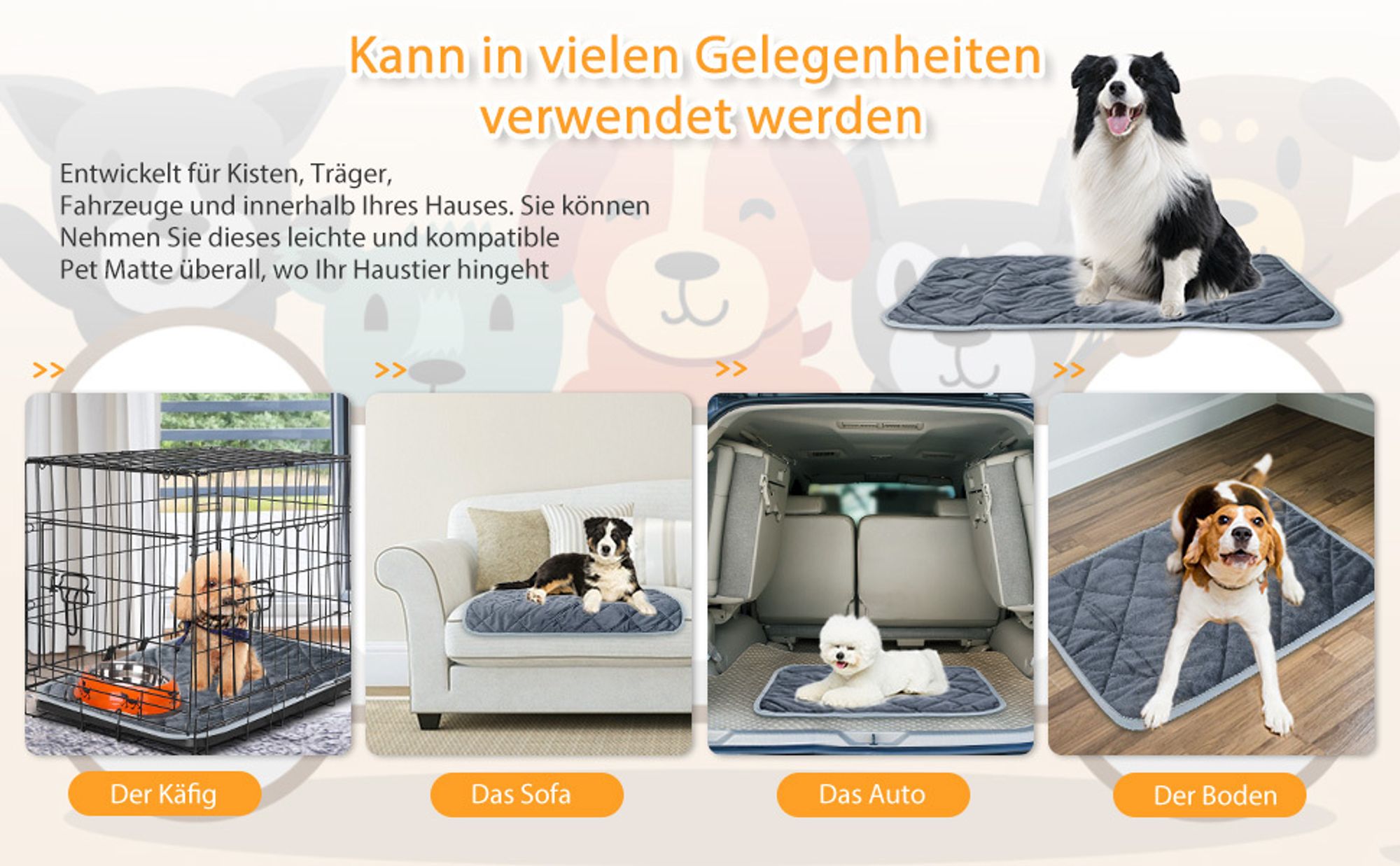 Selbstheizende Decke für Hunde Katzen, Waschbare Welpen Thermodecke Wärmedecke Katze Extra Warme, Thermodecke Hundebett,Größe XL 88x58cm