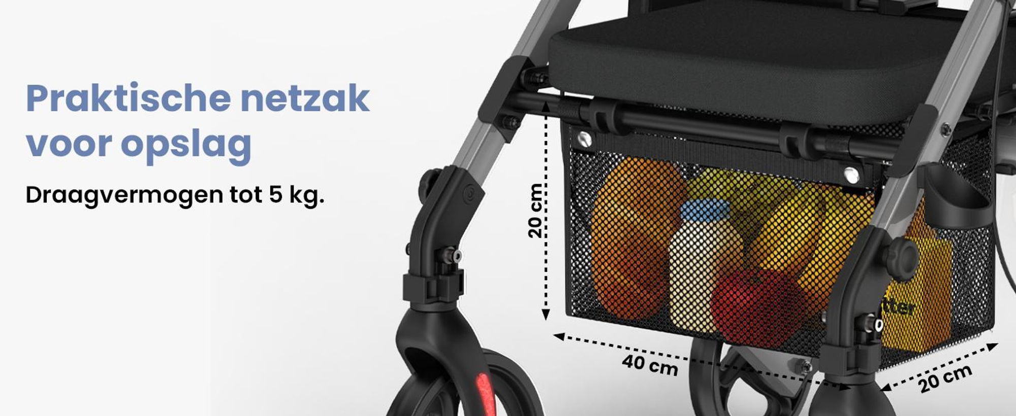 ELONEO 2-in-1 rolstoel/rolator, opvouwbaar en lichtgewicht met zitplaats, outdoor rolstoel/rolator, opvouwbaar, aluminium loophulpmiddel voor senioren - Grijs