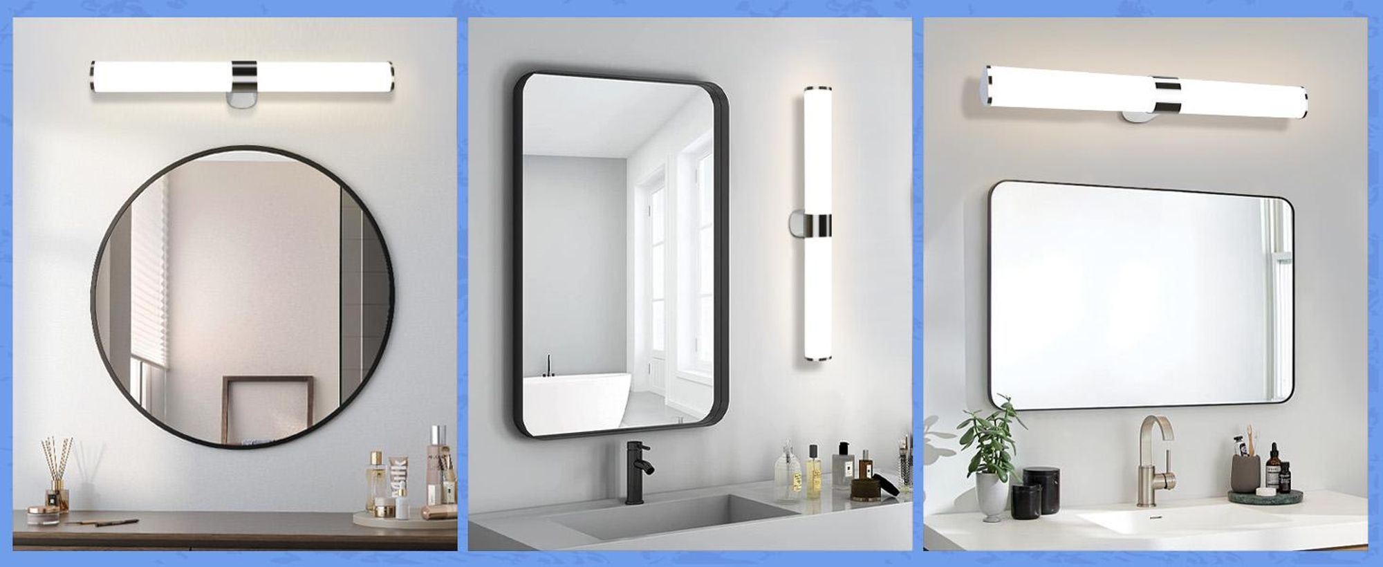 ZMH LED Spiegelleuchte 15W 60CM Chrom  IP44 Wandleuchte Neutralweiß 4000K Feuchtraumleuchte für  Keller Küche schrank