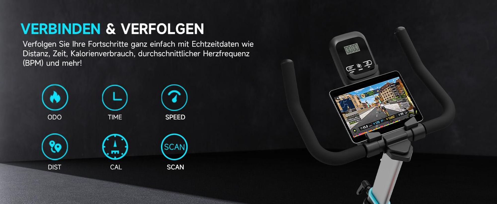 [2026 Aktualisierte] Wenoker Heimtrainer Fahrrad mit App, 0-100% Magnetwiderstand Ergometer, Schweres Schwungrad, Indoor Fitnessbikes Bis 160KG
