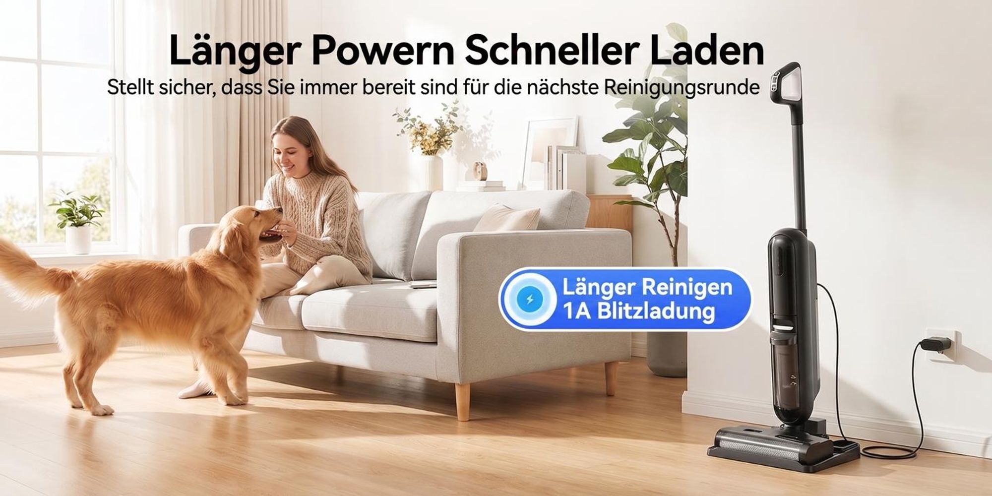 Lubluelu T6 Akku Nass-Trockensauger Kabellos Saugwischer mit Selbstreinigung 16000Pa Bodenreiniger mit Wischfunktion 30 Min Laufzeit für HarteBoden