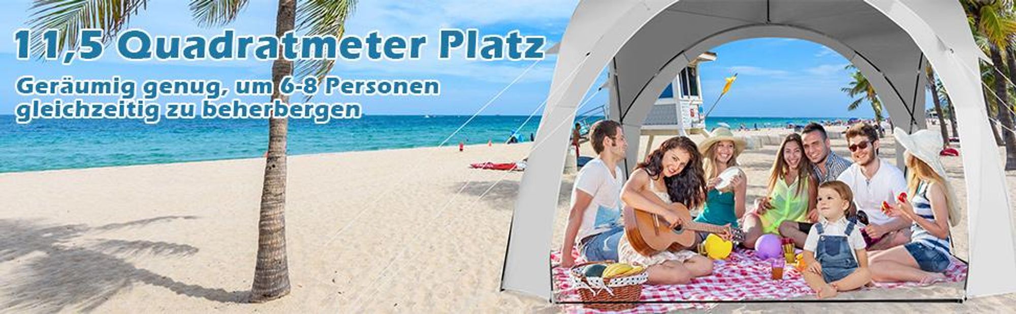 COSTWAY Partyzelt Pavillon weiß, Gartenzelt Gartenpavillon Strandzelt UPF50+ Sonnenschutz, Terrassenzelt für 6-8 Personen Camping Strand 327x327x270cm