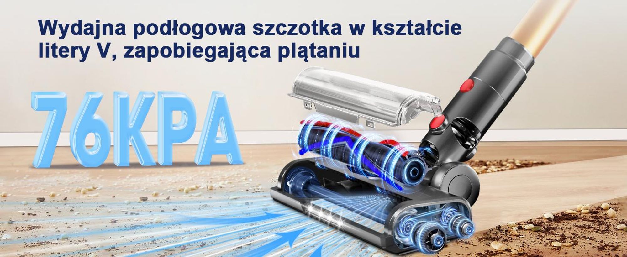 Odkurzacz akumulatorowy Aiibot 80000Pa, 70 minut pracy bezprzewodowej, odkurzacz akumulatorowy z wyświetlaczem LED i systemem zapobiegającym plątaniu się przewodu, trzy tryby pracy, 10 funkcji w jednym, odkurzacz ręczny, pojemność 2 l
