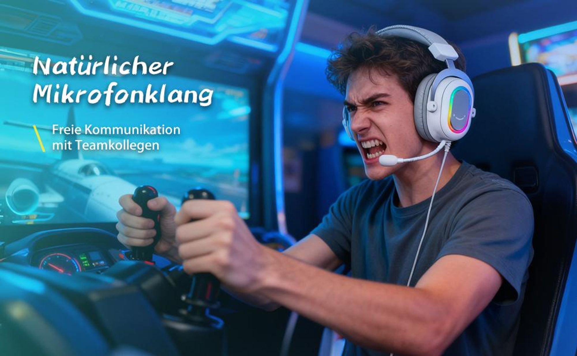 FIFINE Gaming Headset mit Mikrofon Over Ear Kopfhörer mit Kabel USB Headset, Weiß