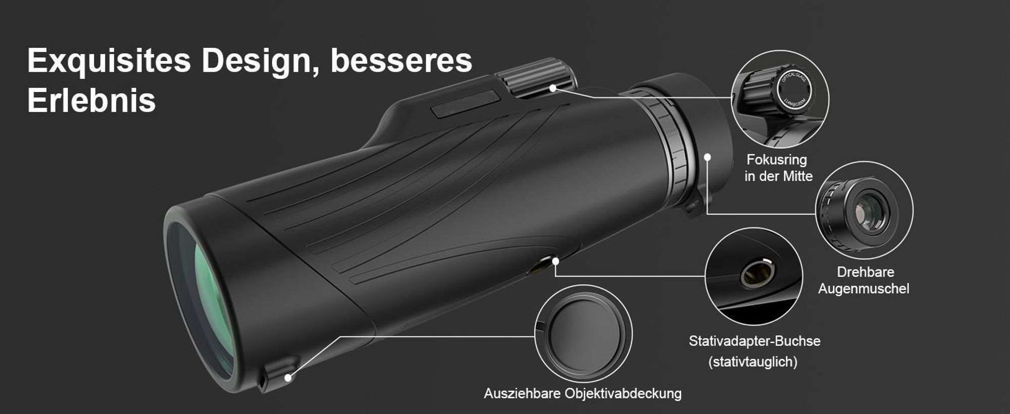 12x52 Super High Power tragbares HD-Nachtsicht-Monokular-Teleskop-Fernglas