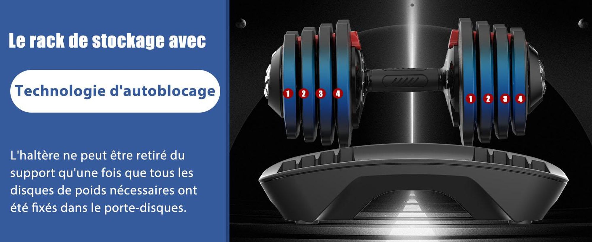 DH FitLife Haltères réglables 18 kg (Lot de 2) - 12 niveaux de poids, Poids variable 12 en 1, Disques inclus, Haltères ajustables courts