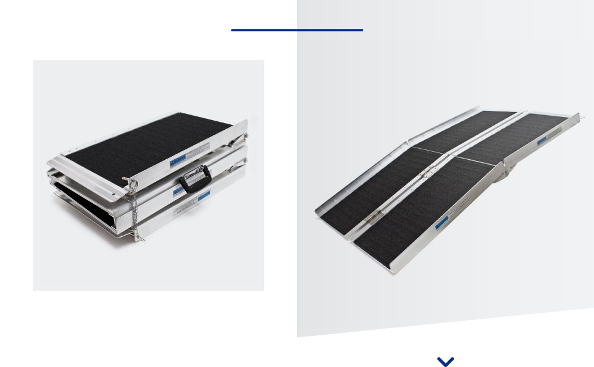 Wiltec Rollstuhlrampe doppelt faltbar 244cm 270kg, mobile Auffahrschiene mit rutschfester Oberfläche als Rollirampe, Aluminium Kofferrampe
