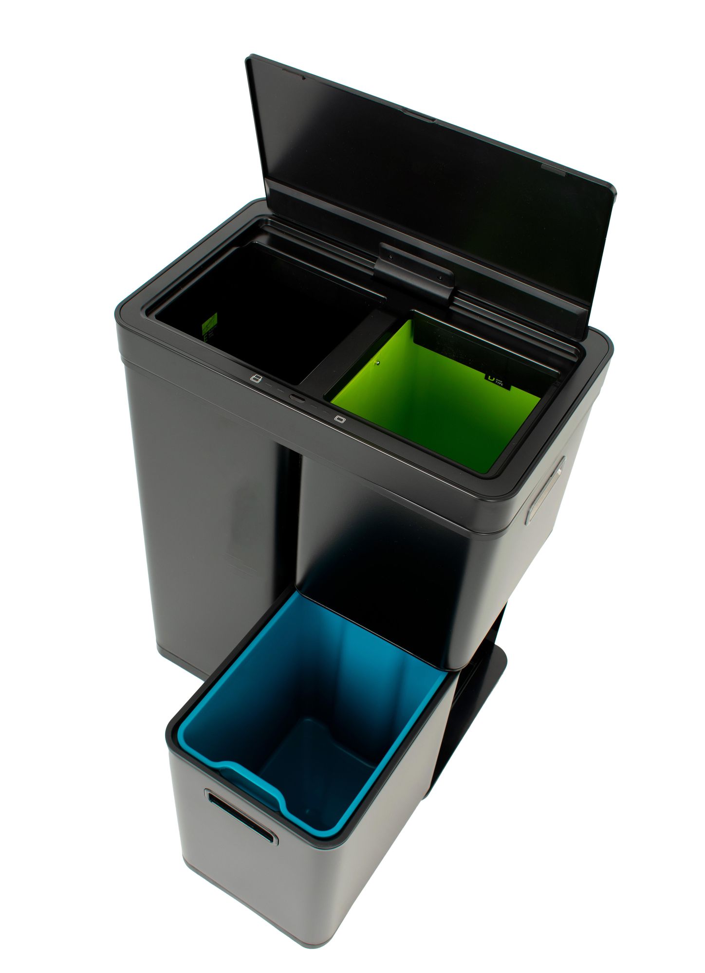 EKO - Mirage Plus Sensor Recycler Abfalleimer 30+15+15 Liter - Acier peint par poudrage Plastique - Schwarz