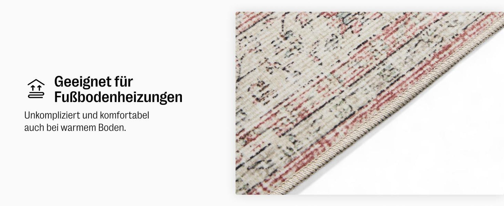 benuta Waschbarer Vintage Teppich George Blau 120x170 cm Wohnzimmerteppich Schlafzimmer weich orientalisch Rechteckig