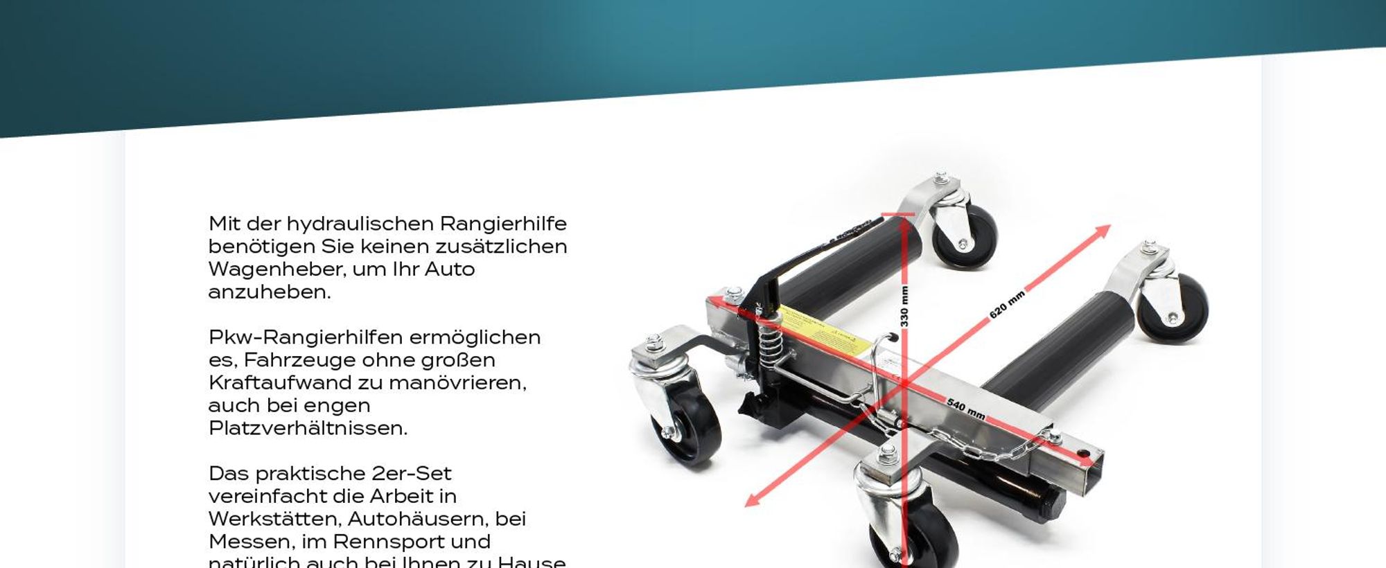 Wiltec PKW Rangierhilfe 2x Wagenheber hydraulisch, 2 Stück Rangierwagenheber je 680 kg Tragkraft, Autoheber bis 30 cm Reifenbreite
