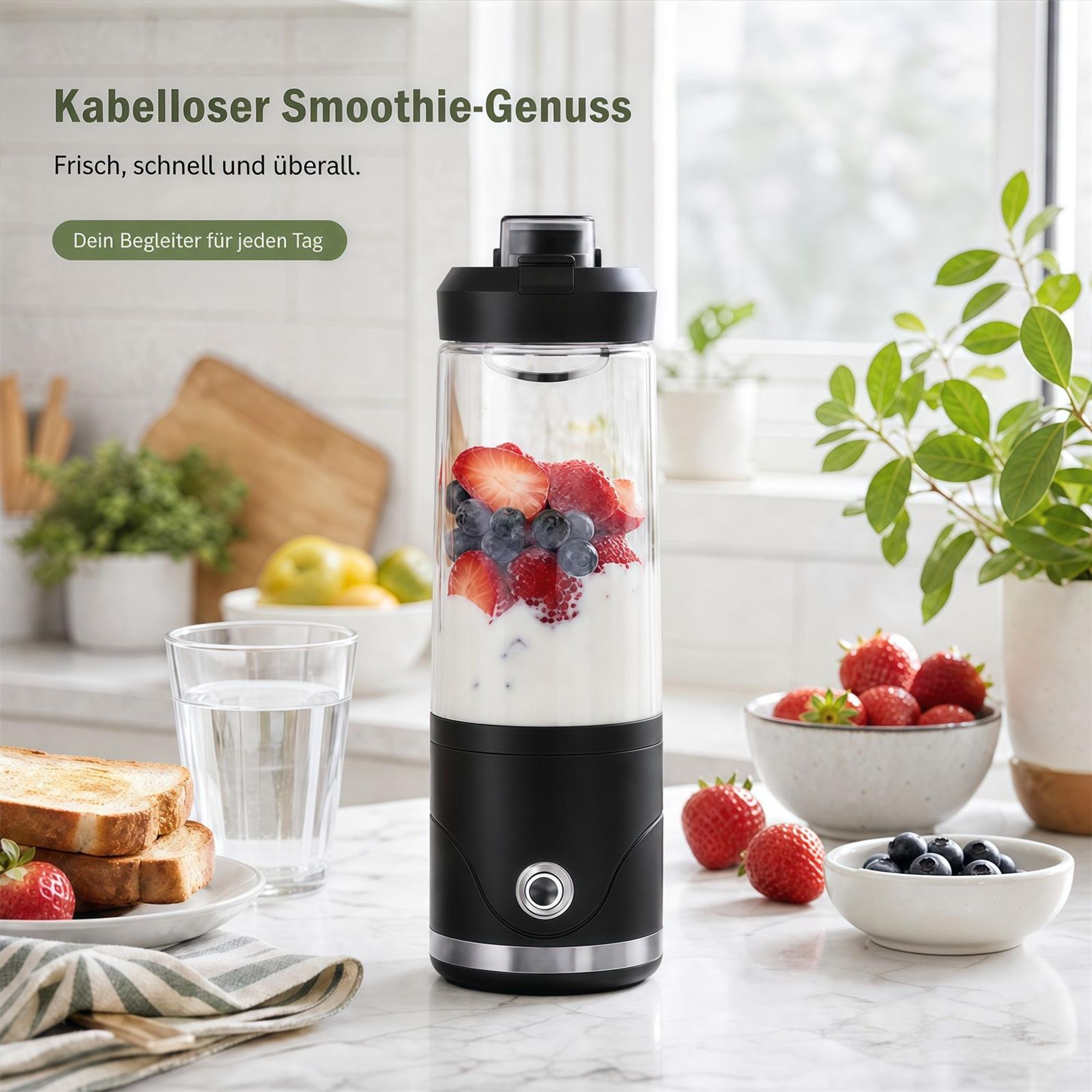 650ml Mini-Mixer, frischer Saft, Tragbarer Mixer mit USB, wiederaufladbarer Mini-Fruchtsaft, Smoothie-Mixer für Familien, Camps und Sport, Schwarz