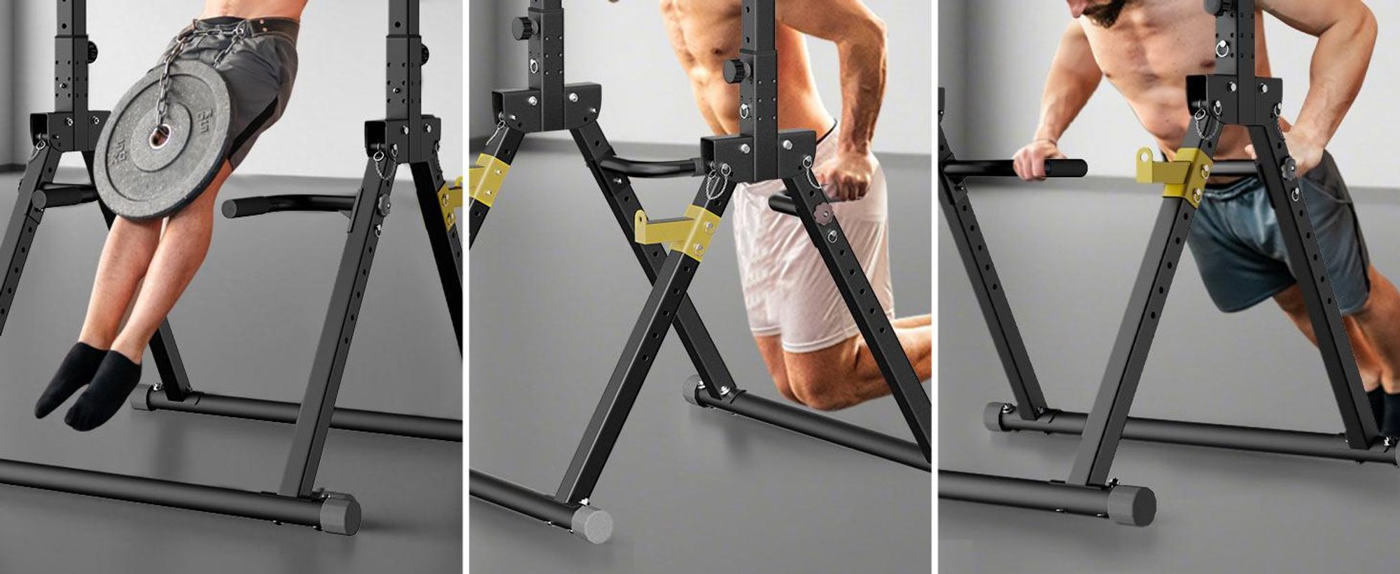 DH FitLife Power Tower Pliable – Station de Dips avec Barre de Traction, Supports pour Haltères et Charge Maximale de 150kg