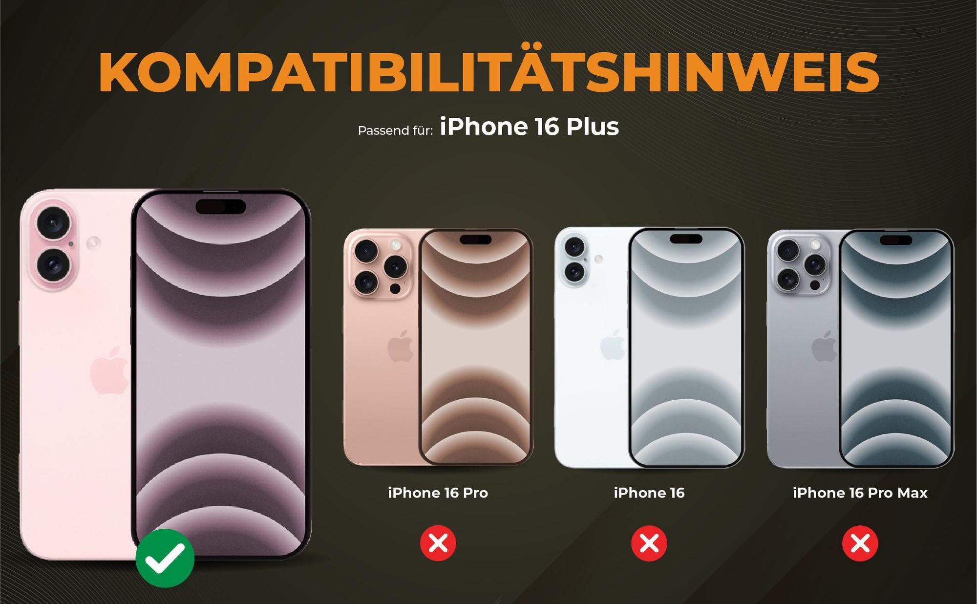 Kompatibilitätshinweise Hülle für Apple iPhone 16 Plus