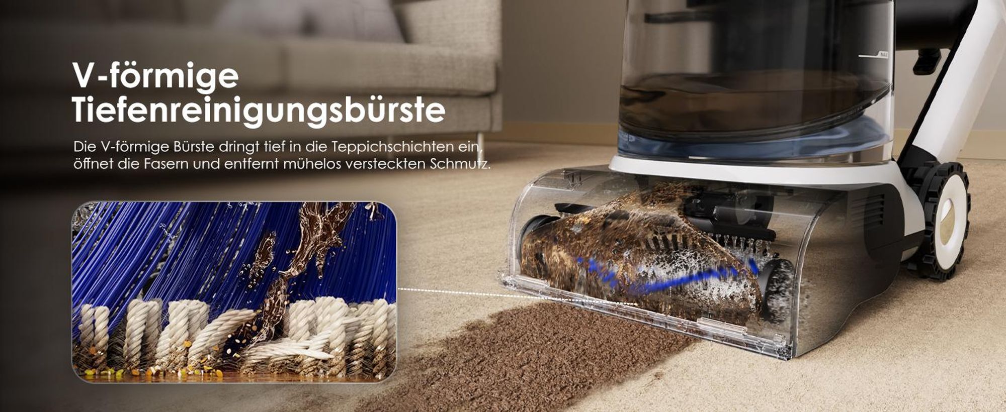 Tineco CARPET ONE Cruiser Teppichreiniger, Polsterreiniger Waschsauger mit 3-Stufen SmoothPower, DualCore Trocknung, FlashDry Selbstreinigung, iLoop