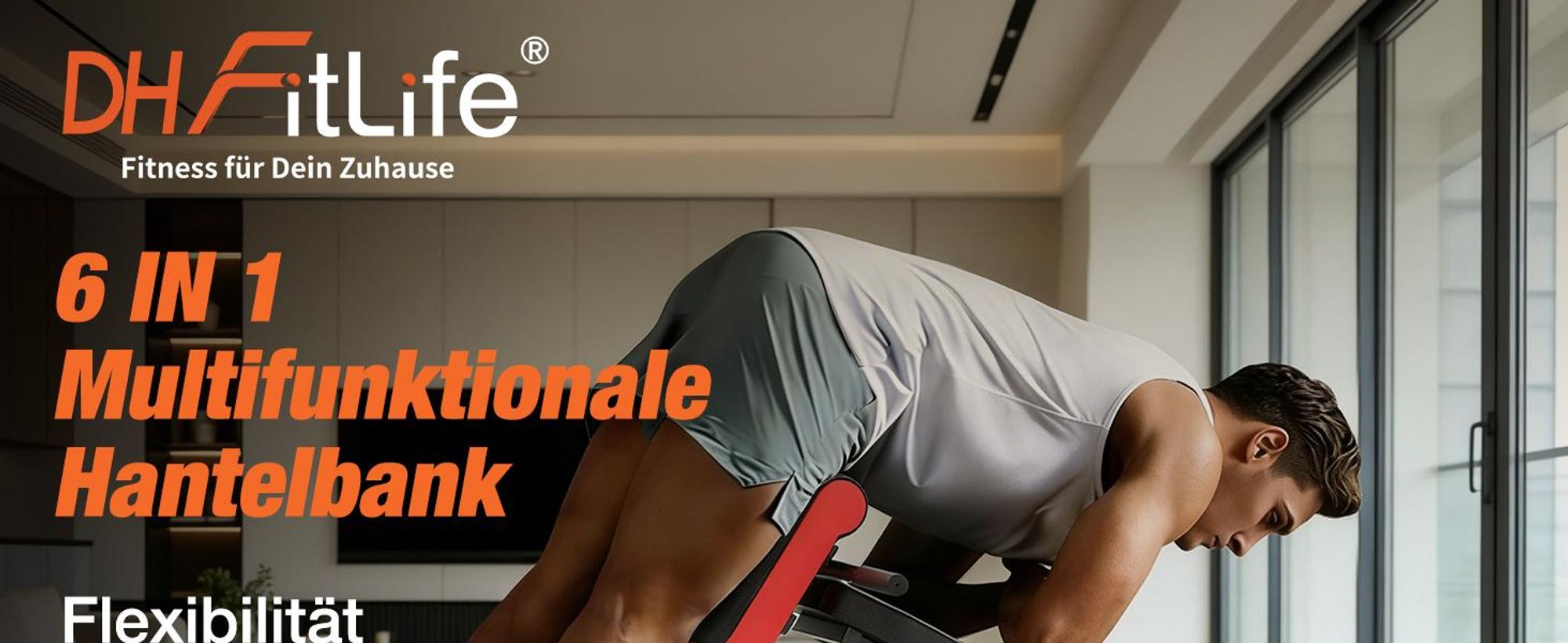 DH FitLife 2026 Premium 6-in-1 Hantelbank Verstellbar, Multifunktionale Trainingsbank, Schrägbank, Flachbank, Rückentrainer, 350kg