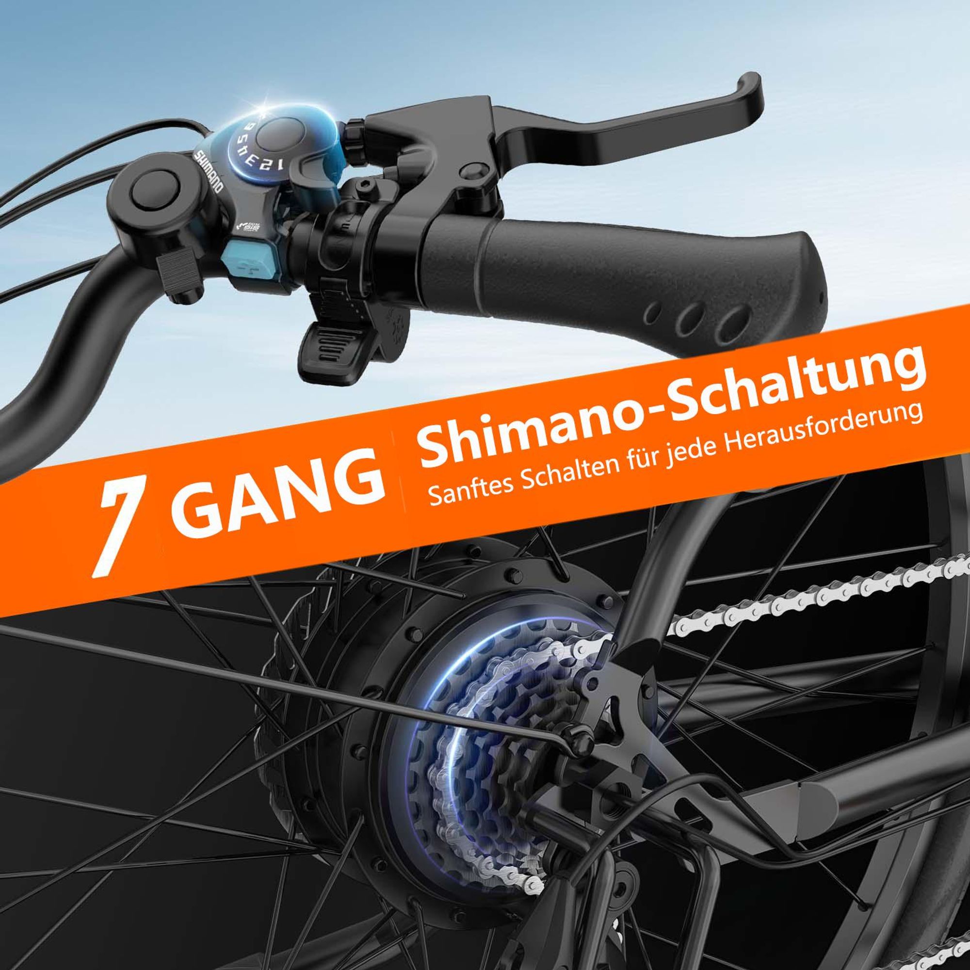Elektrofahrrad URLIFE E26 - 250W Motor 36V 13Ah Batterie 26 Zoll Reifen Scheibenbremse - Schwarz