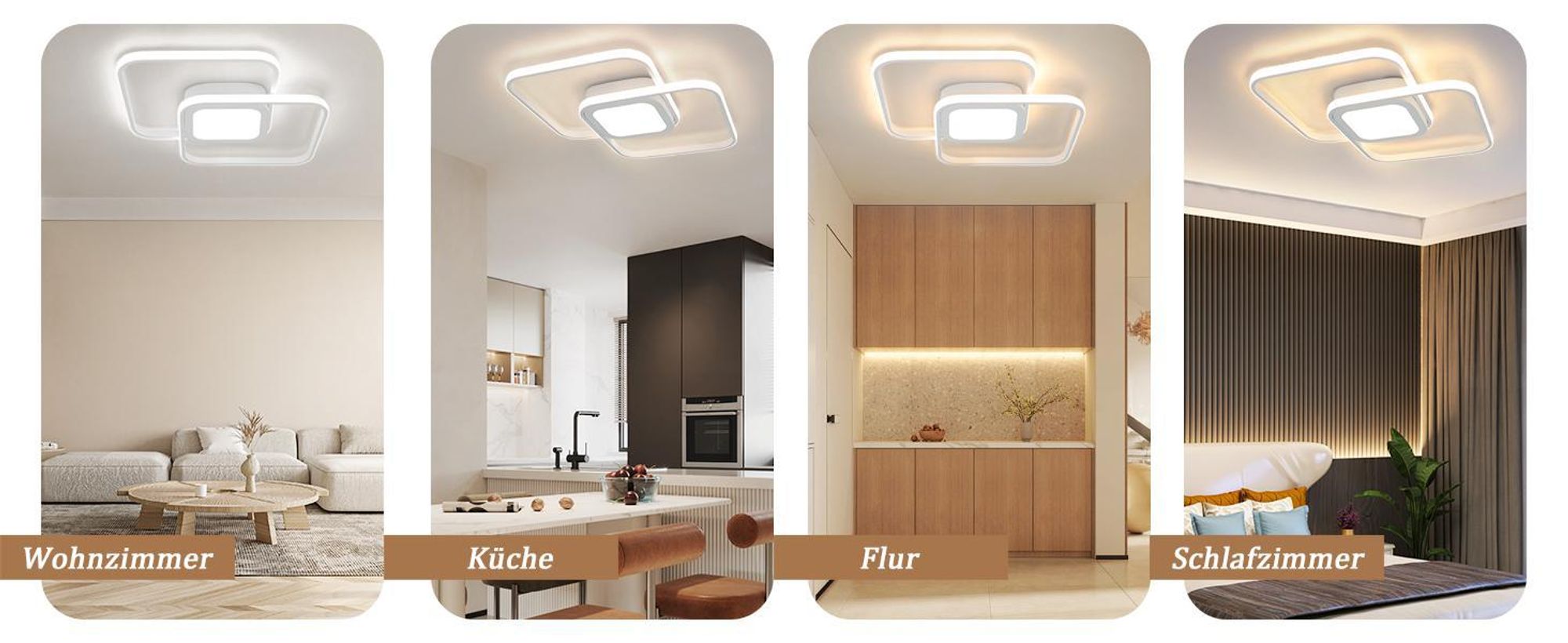 ZMH LED Deckenleuchte Weiß Dimmbar Metall mit Fernbedienung für Wohnzimmer Kinderzimmer Küche Flur 48W CRI>80, Augenschutz, Kein Flimmern Eckig
