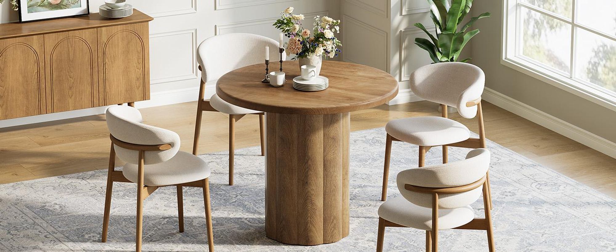 Tribesigns Runder Esstisch, Esstisch mit Holzfuß, für 2–4 Personen, 80 cm kleiner Küchentisch mit stabiler Basis für Esszimmer, Wohnzimmer, Braun
