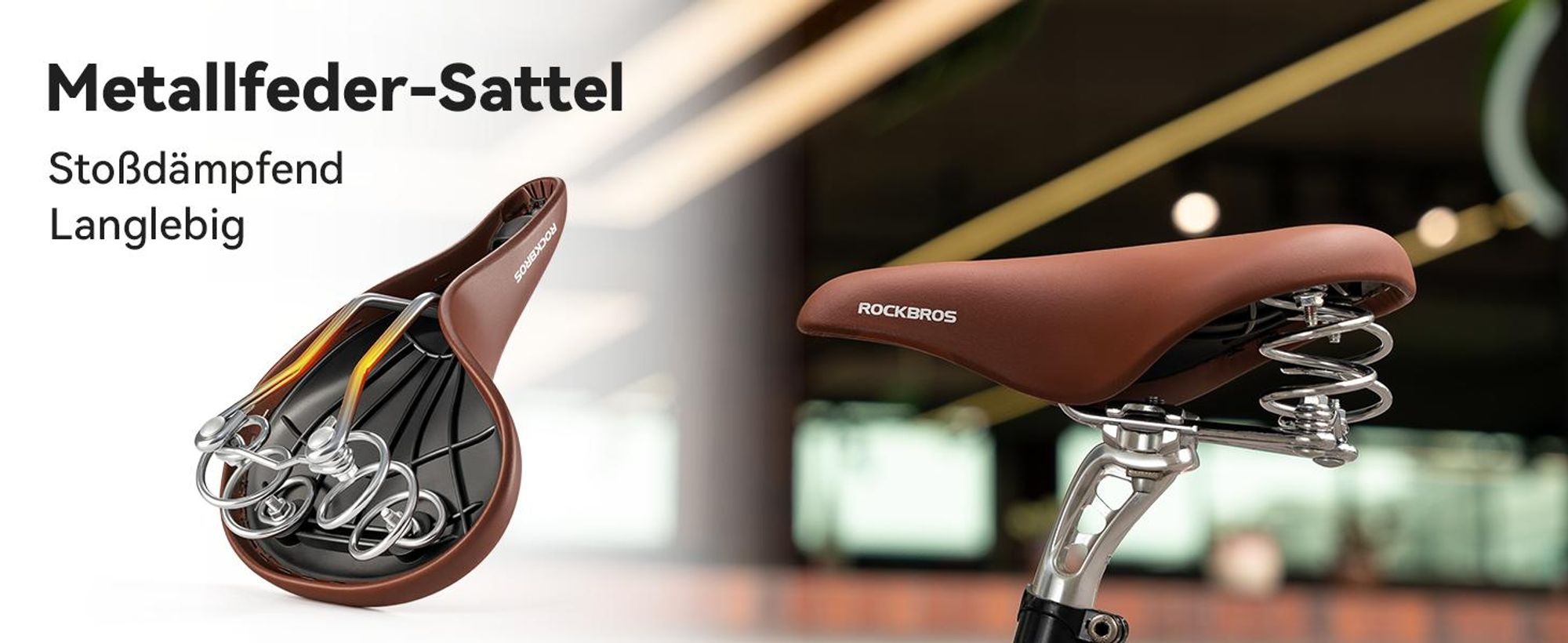 ROCKBROS Vintage Fahrrad Sattel Fahrradsattel Komfortabler Citybike Sitz Ergonomischer Fahrradsitz Damen Herren