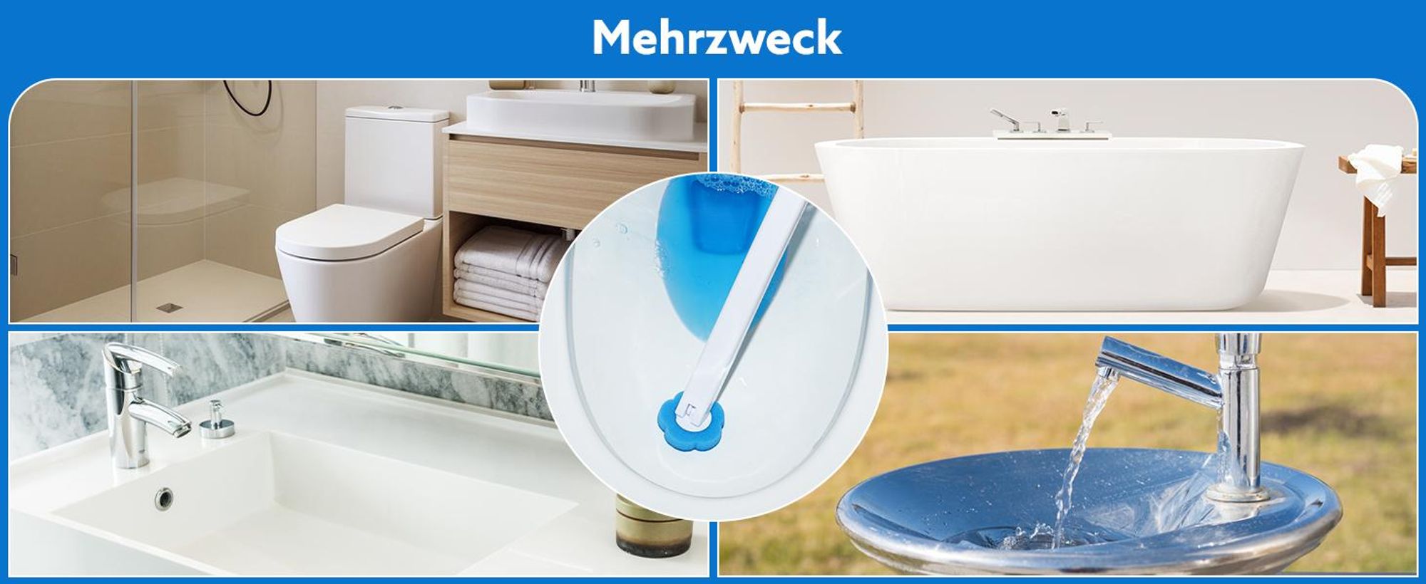 Toilettenbürste, WC Bürste, Klobürste, Einweg Toilettenbürste, mit 48 Ersatzköpfe, für Badezimmerreinigung,Waschbecken,Badewanne