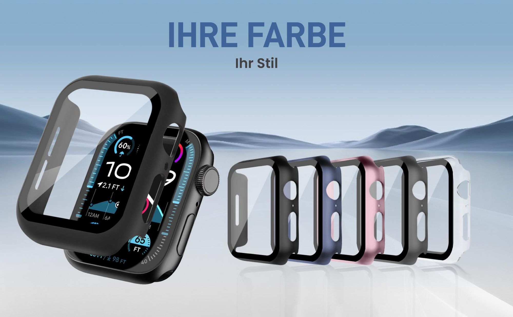 Cover Front Back für Apple Watch Series 4 /5 / 6 / SE 1-3 44 mm in verschiedenen Farben