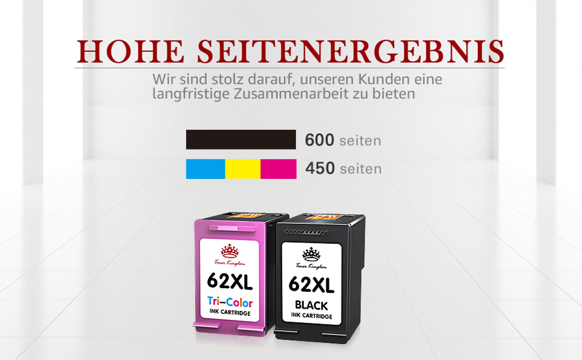 Kompatible für HP 62 62XL Druckerpatronen für HP Envy 5540 5544 5640 OfficeJet 250 5740 5742 200 258 Printer (2 Black, 1 Tri-Colour)