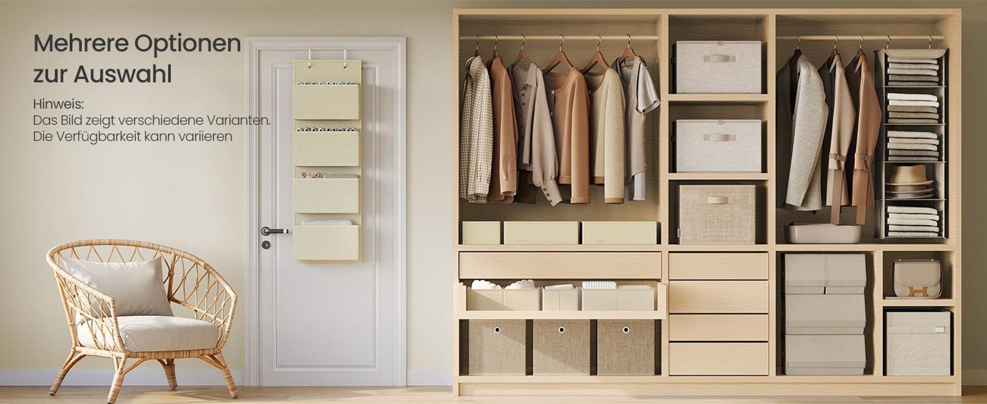 SONGMICS Unterwäsche-Organizer, Aufbewahrungsbox, 8er Set, faltbar, Beige