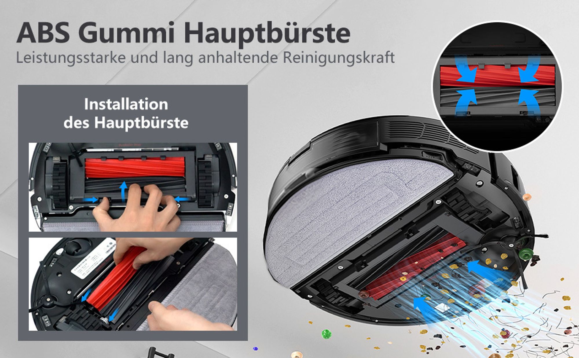 [Die abnehmbare ABS-Gummi-Hauptbürste]