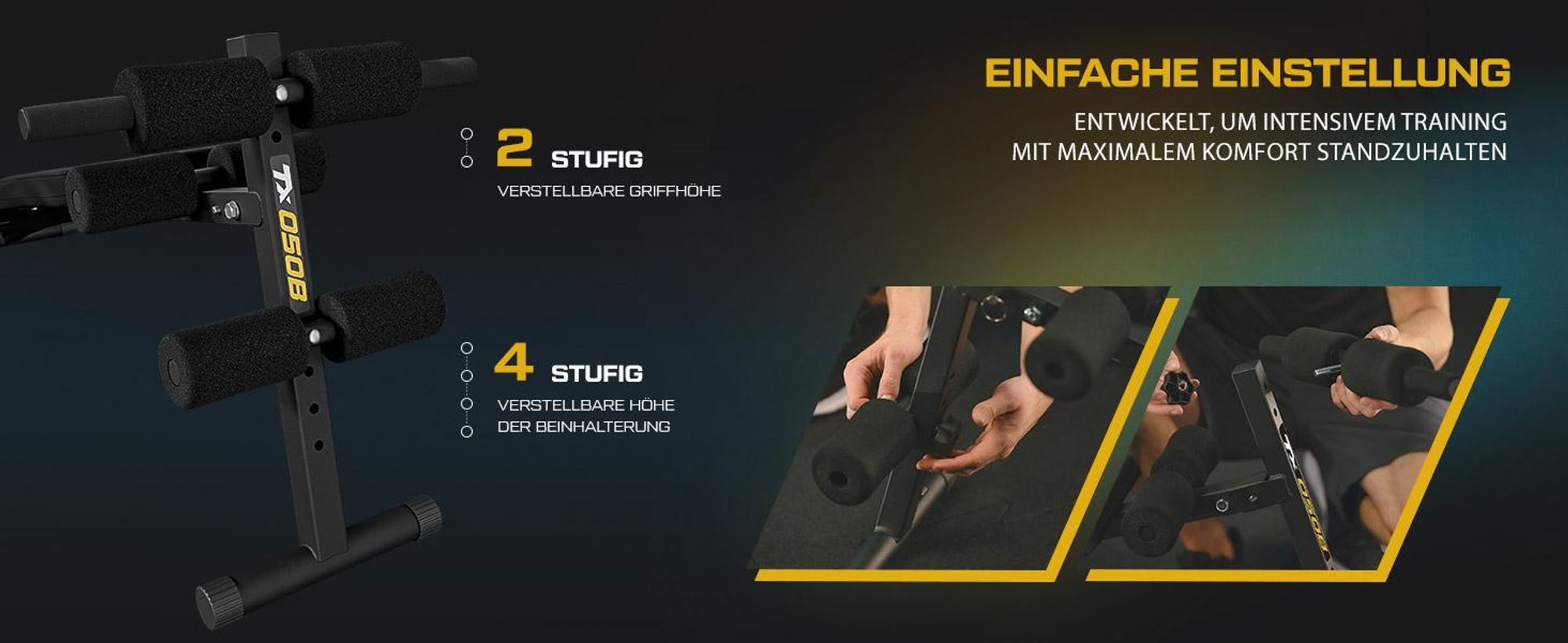 TREX SPORT Sit Up Bank Hantelbank klappbar TX-050B | Trainingsbank Schrägbank mit Beinstrecker, Griffen | Bauchtrainer & Rückentrainer für zuhause