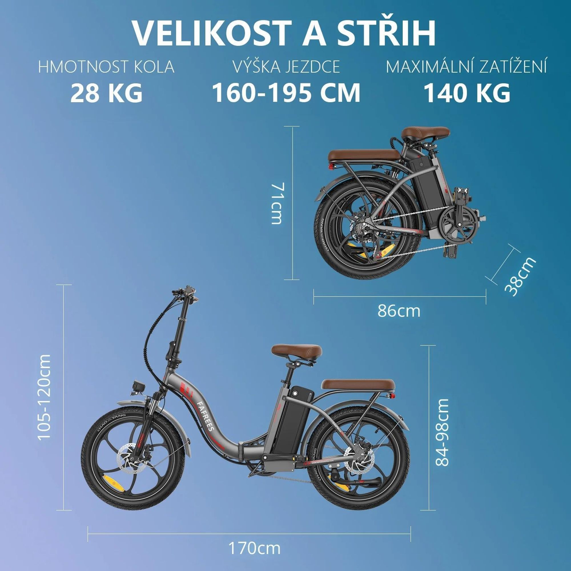 Elektrokolo FAFREES F20+ Pro - Motor 250W Baterie 36V25Ah Pneumatiky 20" Mechanické Kotoučové Brzdy - Modrá Aurora