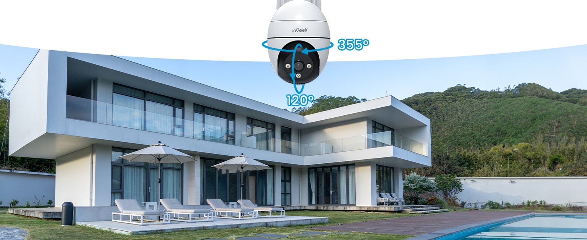 ieGeek 2K Überwachungskamera Aussen WLAN PTZ WiFi Dome Kamera Zwei-Wege-Audio