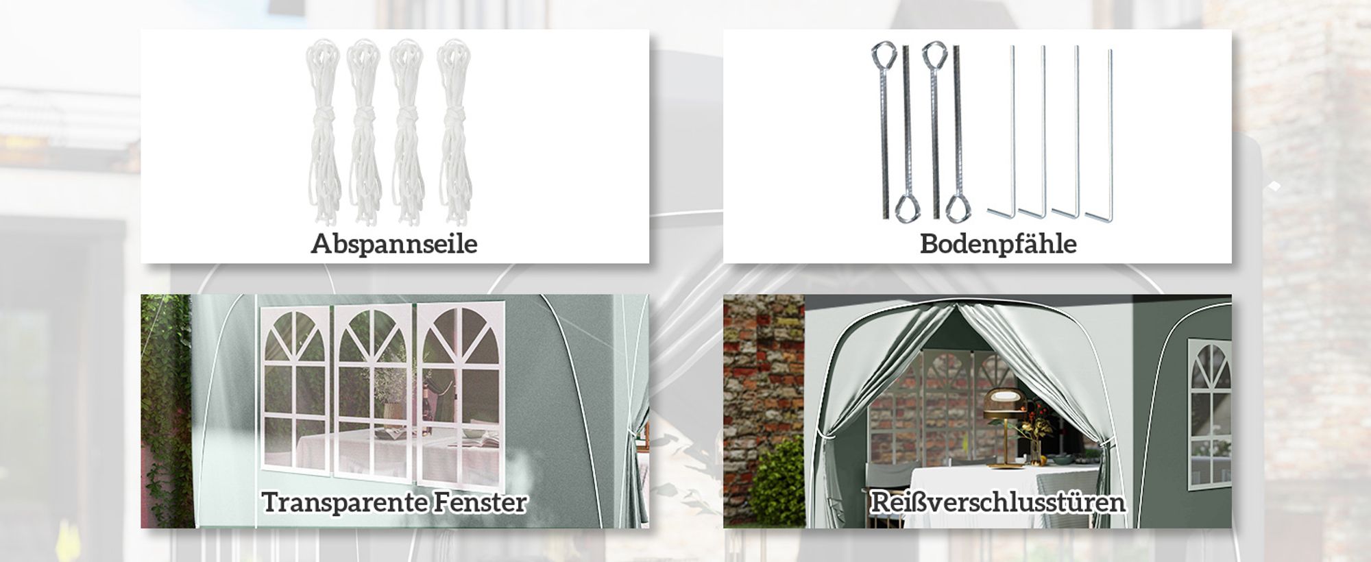 Outsunny Pavillon 3x3m wasserabweisend Stabil Winterfest Pop-up Faltpavillon