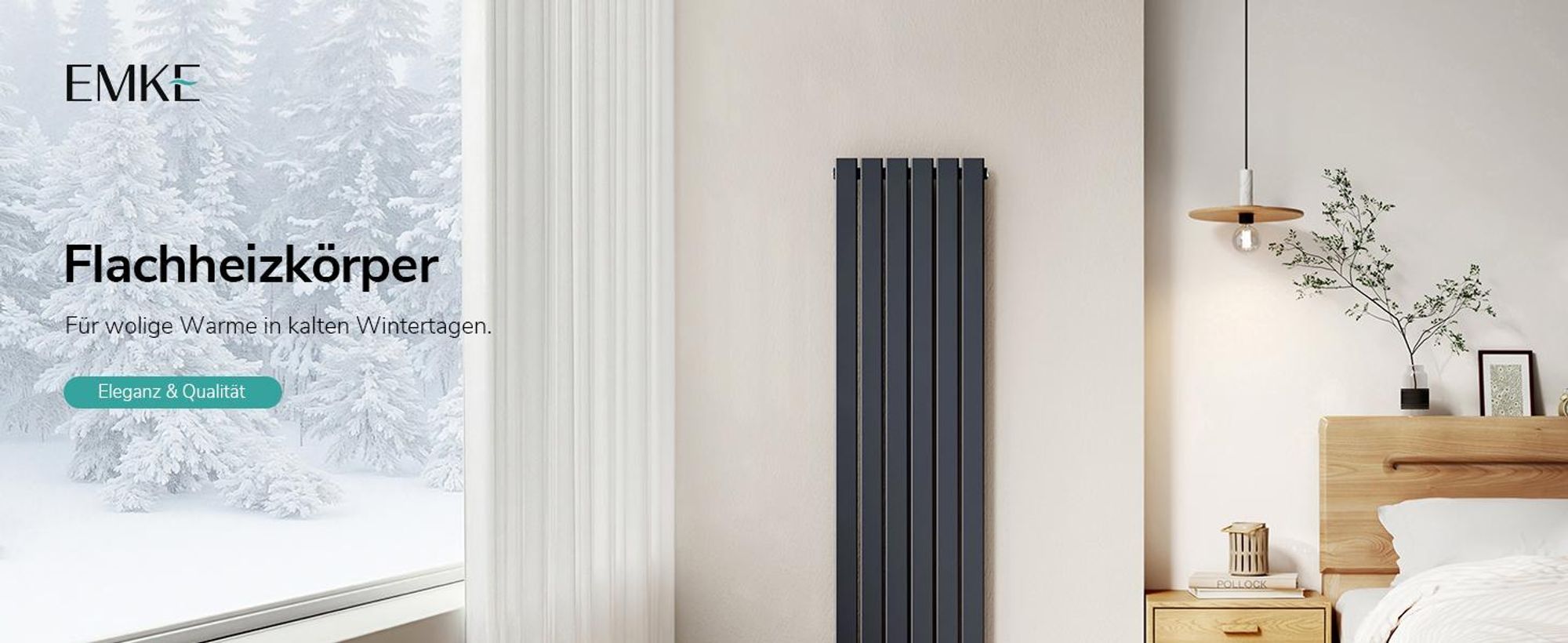 EMKE Heizkörper Vertikal Design Paneelheizkörper 1600x460mm Anthrazit Einlagig flach Mittelanschluss Heizung SPCC-Stahl, 751 W ohne Heizstab